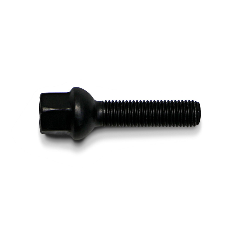 H&R Wheel bolt Round-Head R12 M12x1.50 - Length 55mm - Black (e.g.  Mercedes)