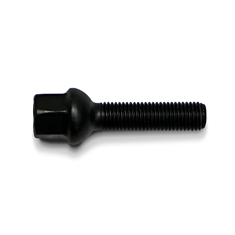 H&R Wheel bolt Round-Head R12 M12x1.50 - Length 43mm - Black (e.g.  Mercedes)