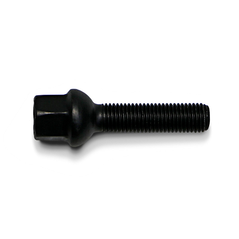 H&R Wheel bolt Round-Head R12 M12x1.50 - Length 47mm - Black (e.g.  Mercedes)