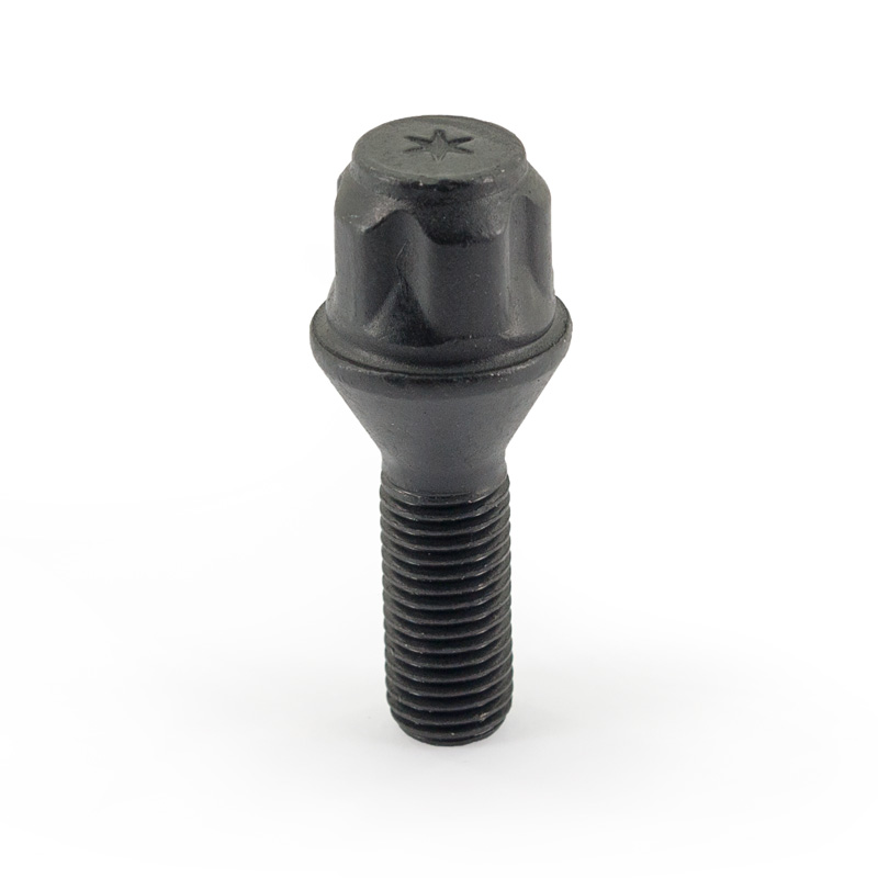 H&R Wheel lock set M12x1.50x30mm Taper Black - 4 wheel lock bolts incl. adapter