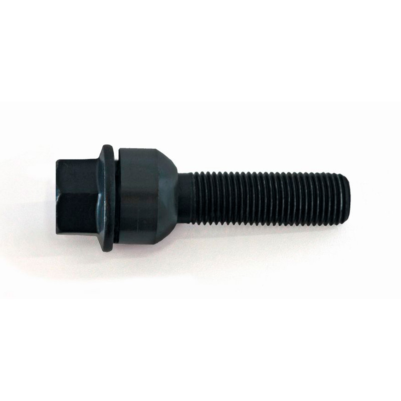 H&R Wheel bolt Round-Head with movable cone R14 M14x1.50 - Length 68mm - Black (e.g.  Porsche)