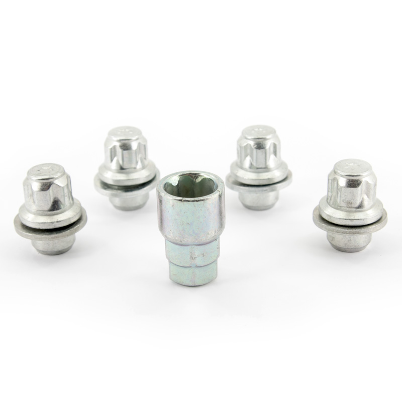 H&R Wheel lock set M12x1.50 Flat-Head - 4 lock nuts incl. adapter