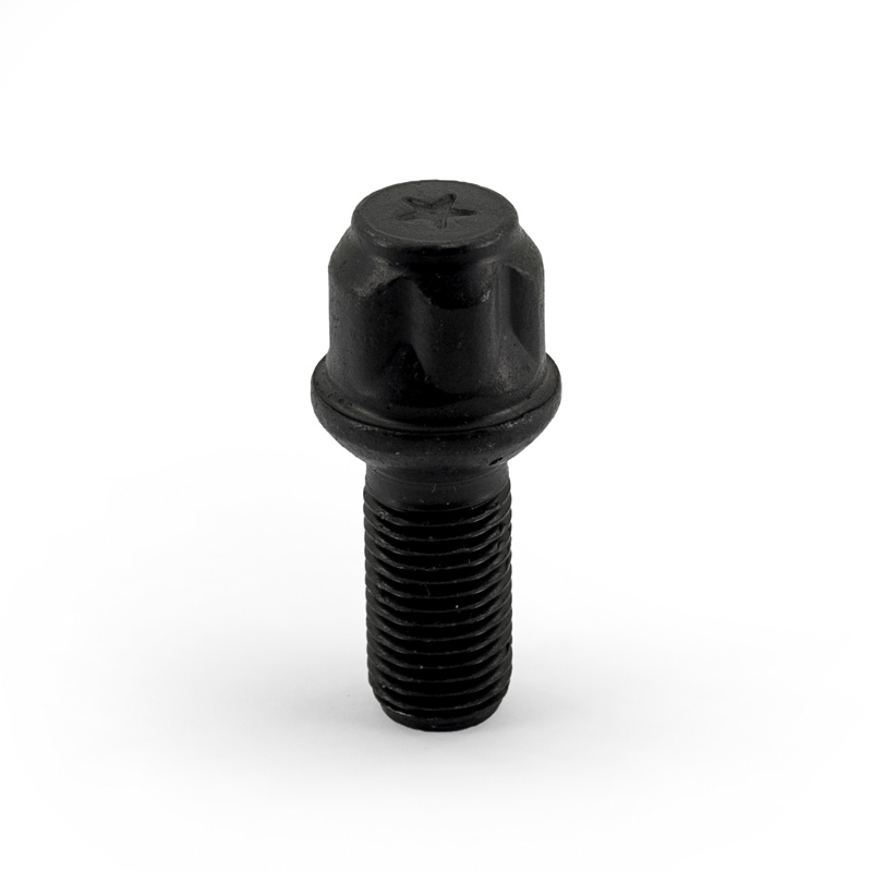 H&R Wheel lock set R13 M14x1.50x27mm Round-Head Black - 4 wheel lock bolts incl. adapter