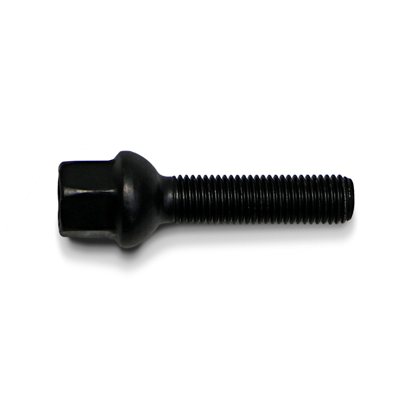 H&R Wheel bolt Round-Head R12 M12x1.50 - Length 50mm - Black (e.g.  Mercedes)