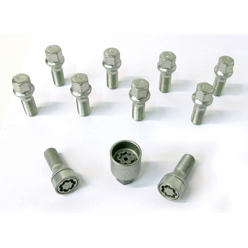 H&R Wheel bolt Set Taper-Head M14x1.25 - Length 50mm - 10 pcs. - incl. wheel-locks