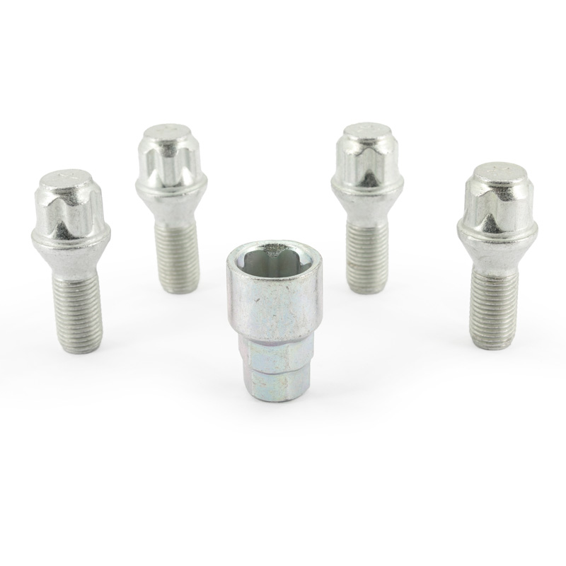 H&R Wheel lock set M14x1.50x26mm Taper - 4 wheel lock bolts incl. adapter