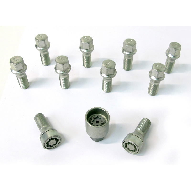 H&R Wheel bolt Set Taper-Head M14x1.25 - Length 35mm - 10 pcs. - incl. wheel-locks