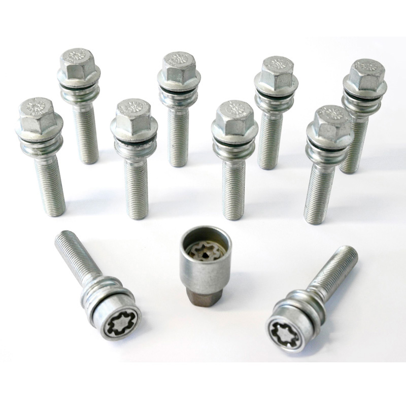 H&R Wheel bolt Set Round-Head with movable cone R14 M15x1.25 - Length 44mm - 10 pcs - incl. wheel-locks