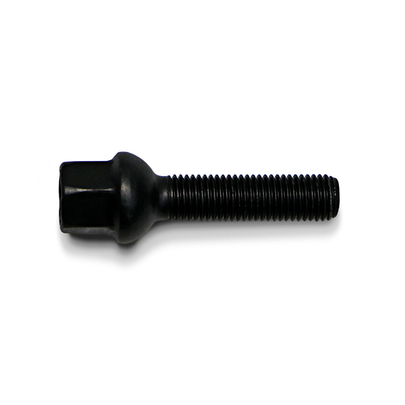 H&R Wheel bolt Round-Head R12 M12x1.50 - Length 28mm - Black (e.g.  Mercedes)