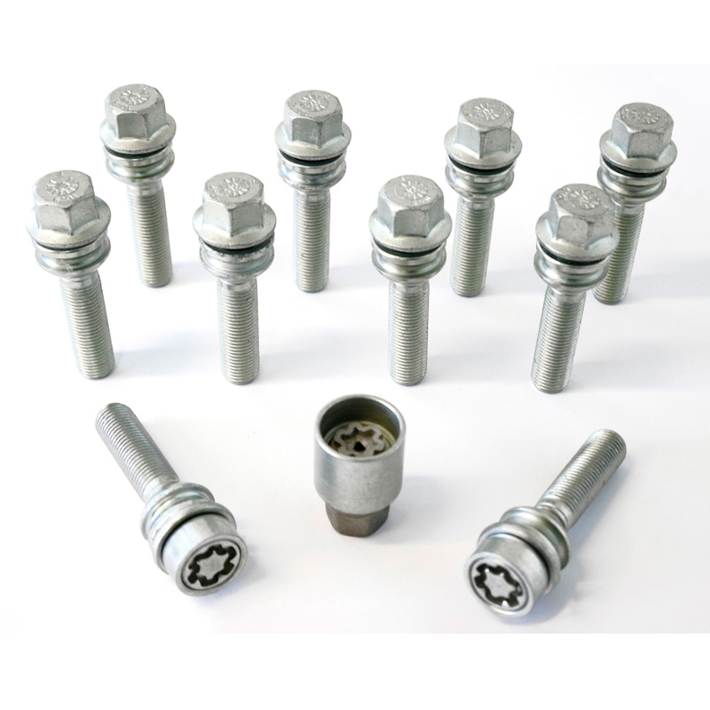 H&R Wheel bolt Set Round-Head with movable cone R14 M14x1.50 - Length 36mm - 10 pcs - incl. wheel-locks