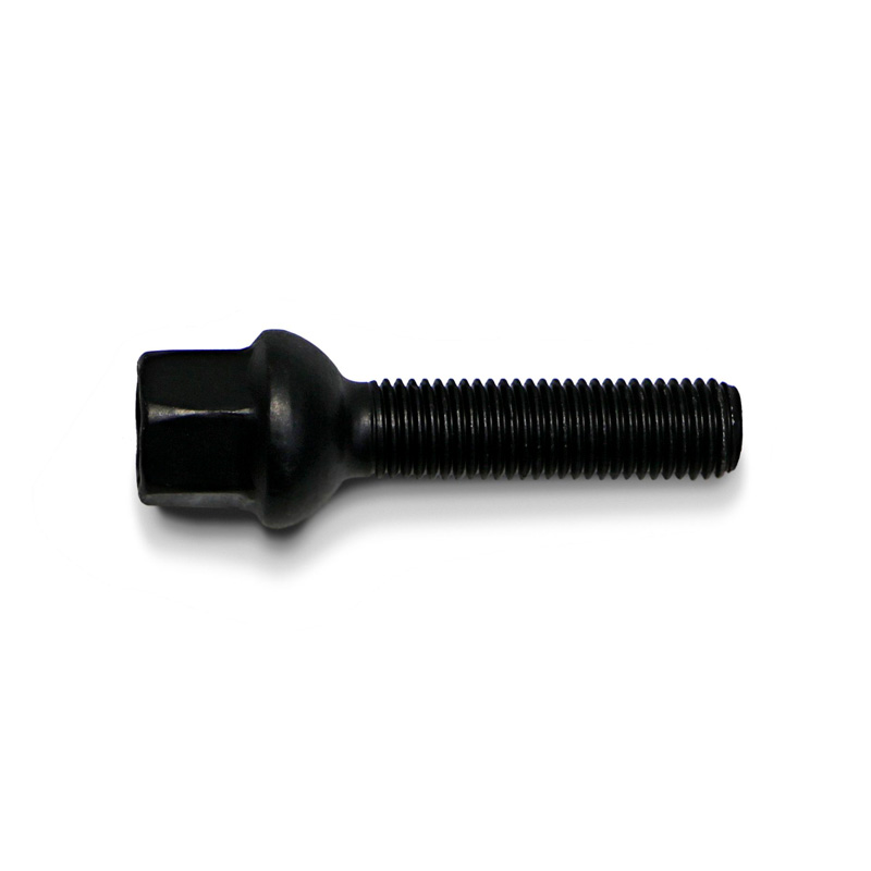 H&R Wheel bolt Round-Head R12 M12x1.50 - Length 45mm - Black (e.g.  Mercedes)