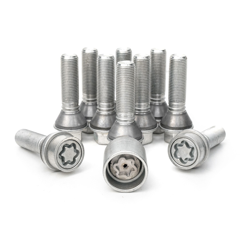 H&R Wheel bolt Set Taper-Head with movable cone M14x1.25 - Length 43mm - 10 pcs. (e.g.  BMW) - incl. wheel-locks