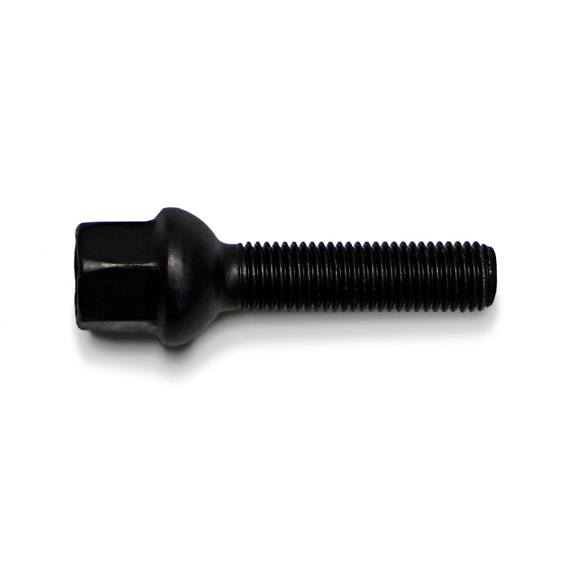 H&R Wheel bolt Round-Head R12 M12x1.50 - Length 40mm - Black (e.g.  Mercedes)