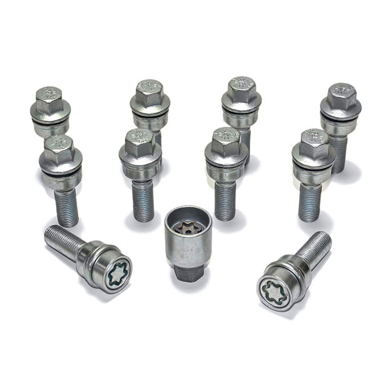 H&R Wheel bolt Set Round-Head with movable cone R13 M14x1.50 - Length 32mm - 10 pcs. (e.g.  Audi S5) - incl. wheel-locks