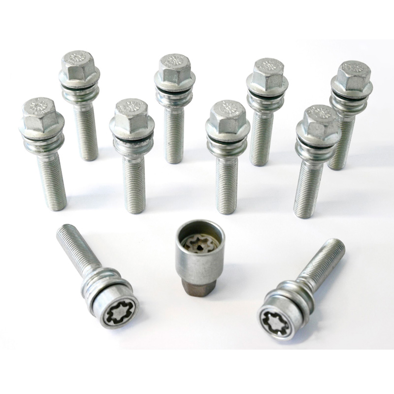 H&R Wheel bolt Set Round-Head with movable cone R14 M14x1.50 - Length 54mm - 10 pcs - incl. wheel-locks