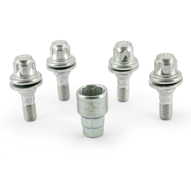 H&R Wheel lock set M12x1.25x36mm Flat-Head - 4 wheel lock bolts incl. adapter