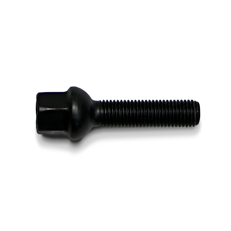 H&R Wheel bolt Round-Head R12 M12x1.50 - Length 52mm - Black (e.g.  Mercedes)